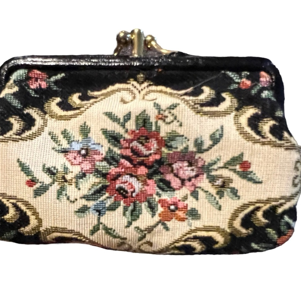 Vintage embroidery look change purse